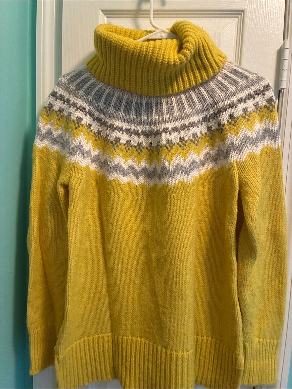 LOFT Yellow Fair Isle Turtleneck Sweater